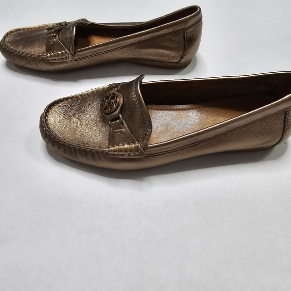 Coach Bronze Metallic Leather Loafers - Picture 5 of 9
